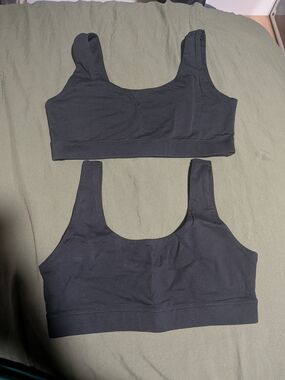 NWOT Quince Women's S Organic Cotton Tank Bralette (2-pack) Black Organic Cotton